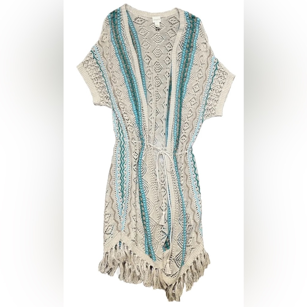 Chico's | Sweaters | Chicos Boho Crochet Open Knit Cardigan With Belt Size 2